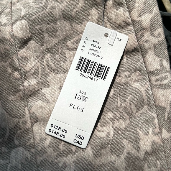 Anthropologie PILCRO NWT  Womens High Rise Denim Leggings 18W Beige/Taupe Print - Picture 4 of 11